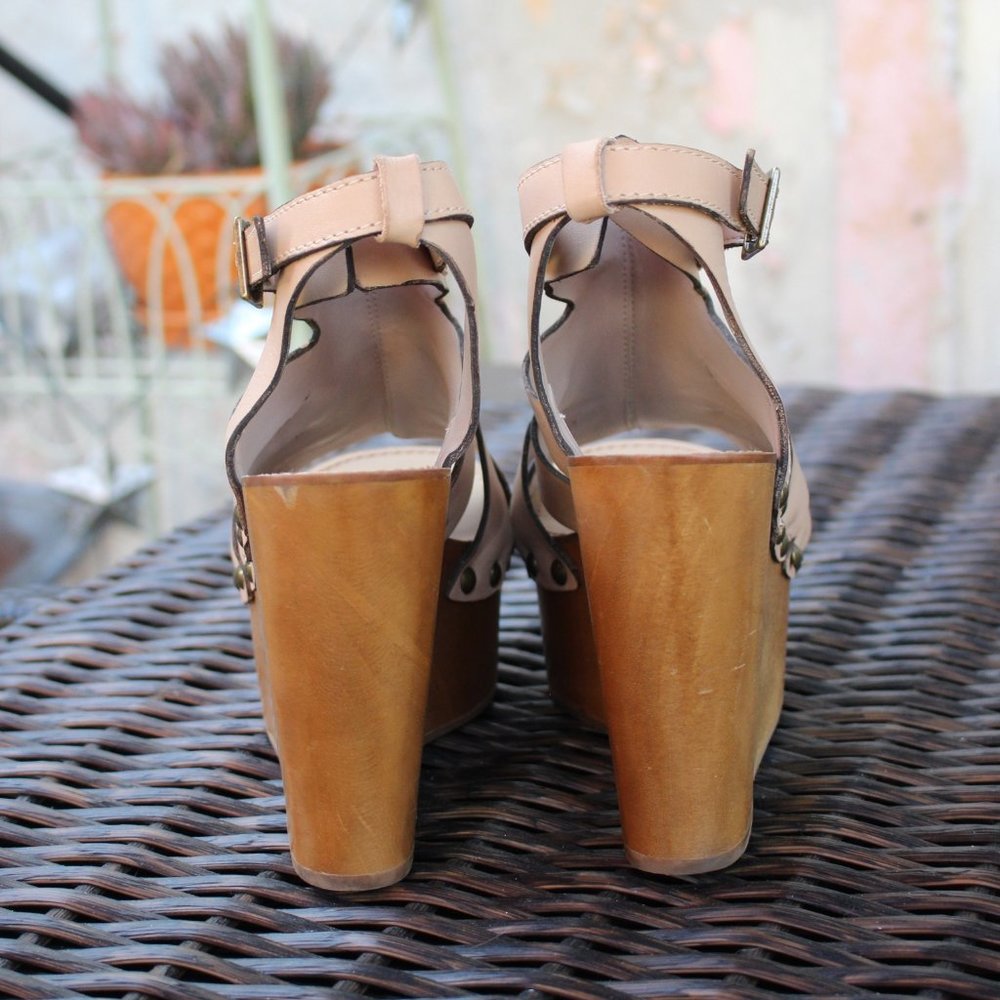 NIB Madison Harding Platform Sandal Nude Leather 8 - Picture 7 of 10